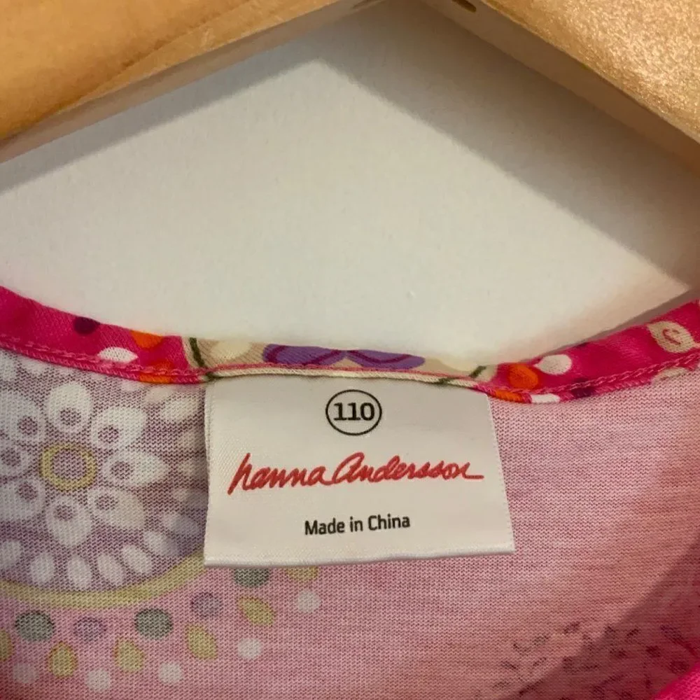 Hanna Andersson Girl’s Pink Medallion Print Bell Sleeve Cotton Dress Size 110 US